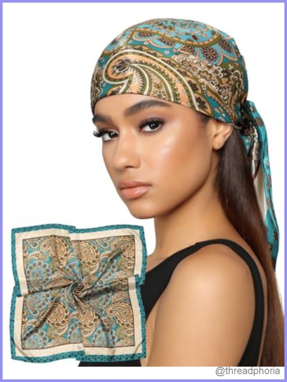 Satin Head Scarf for Women 35x35 Silk Feel Bandana